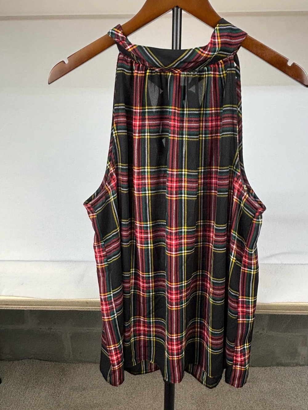 J. Crew Black Plaid A-Line Skirt with Red and Yellow Accents